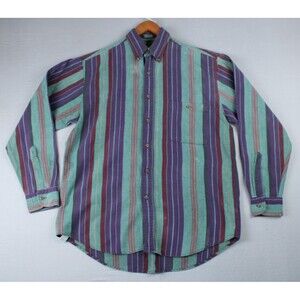 Vintage Lord Taylor Kensington Cotton Striped Button Down LongSleeve Shirt 90s M